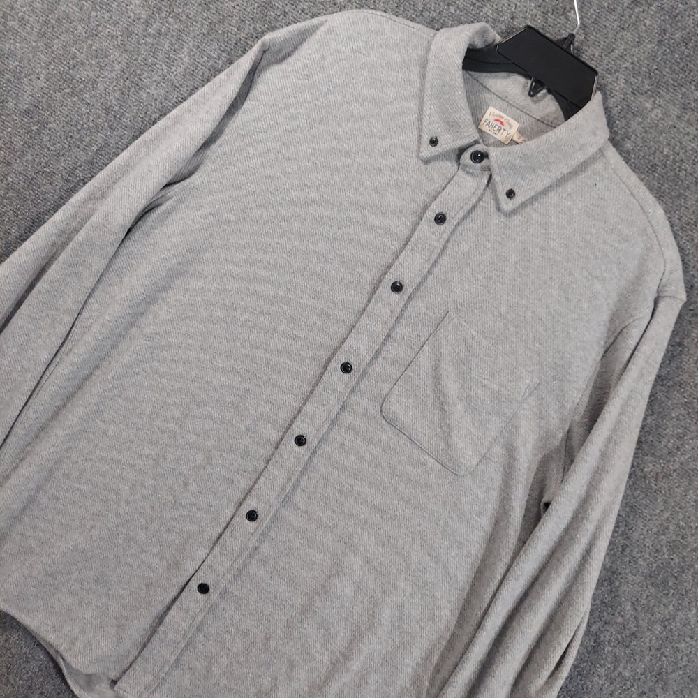 Faherty Movement Shirt Men XL Gray Long Sleeve Stretch Button Down Pocket
